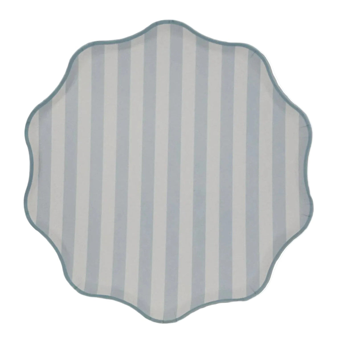 9.5" Hexagonal Paper Plate with a blue and white striped pattern