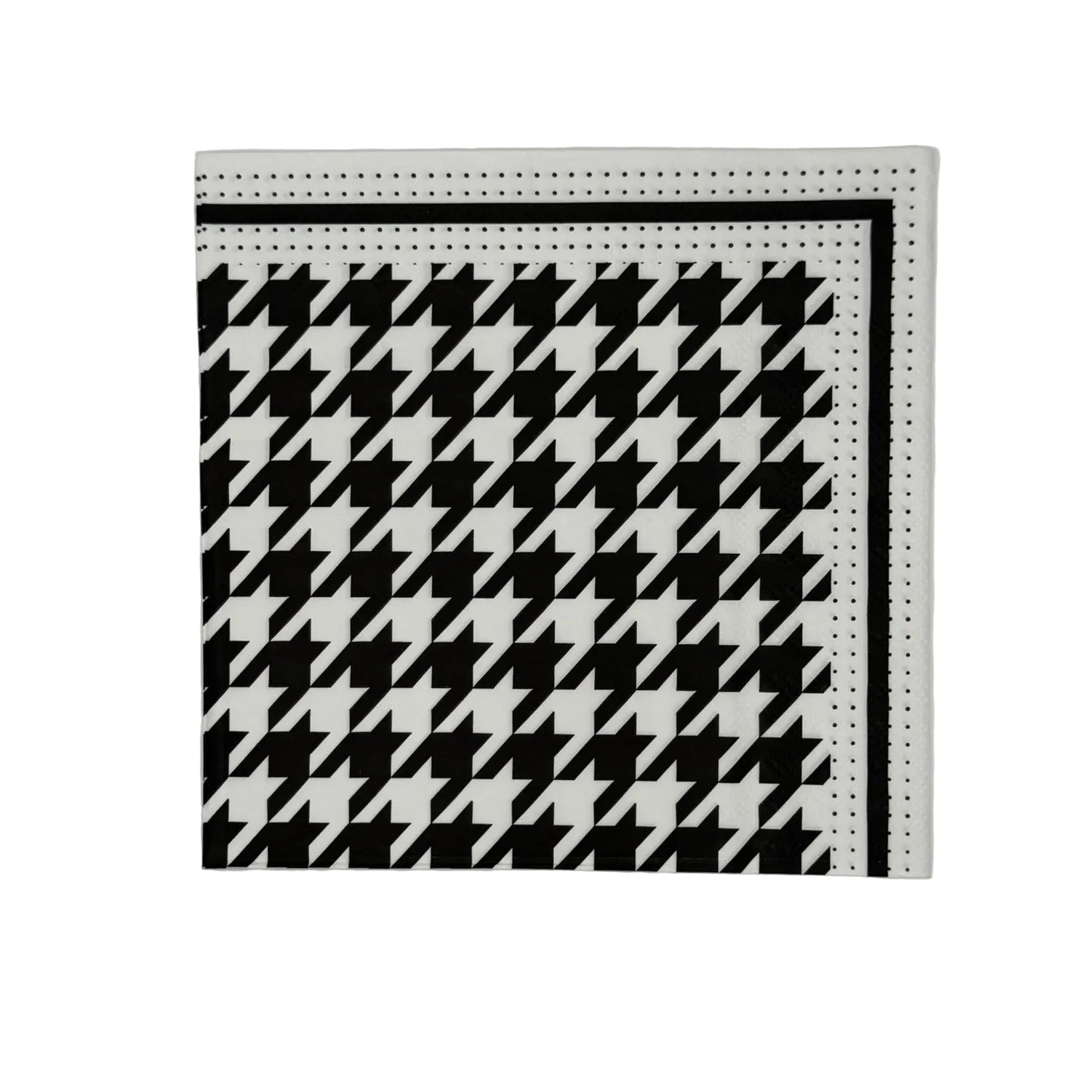 Black and white houndstooth-patterned Square Napkin