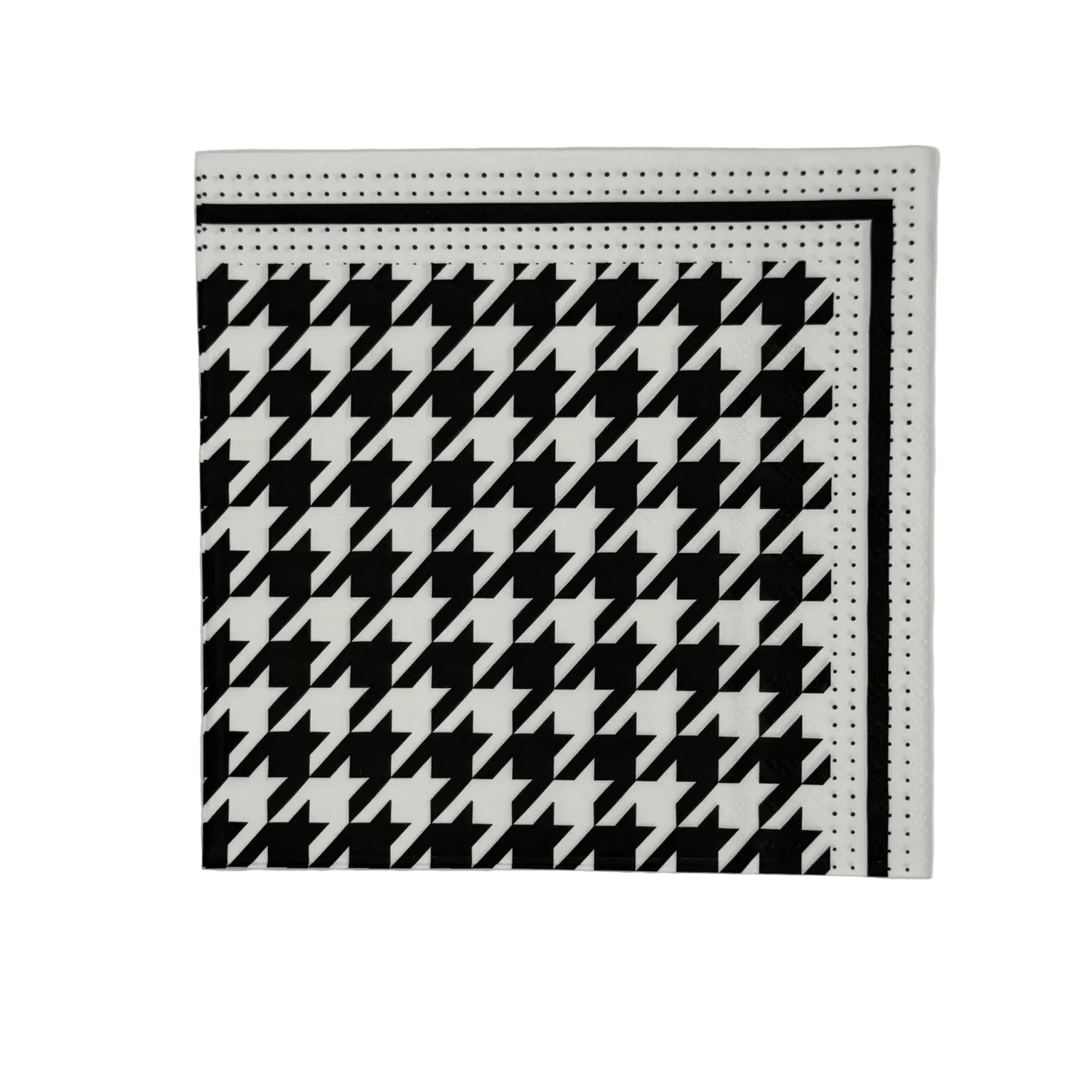 Black and white houndstooth-patterned Square Napkin