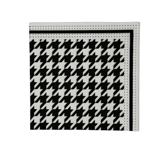 Black and white houndstooth-patterned Square Napkin