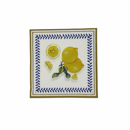 Decorative napkin with lemons and a decorative border 