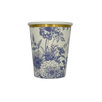 Floral-patterned paper cup with gold rim 