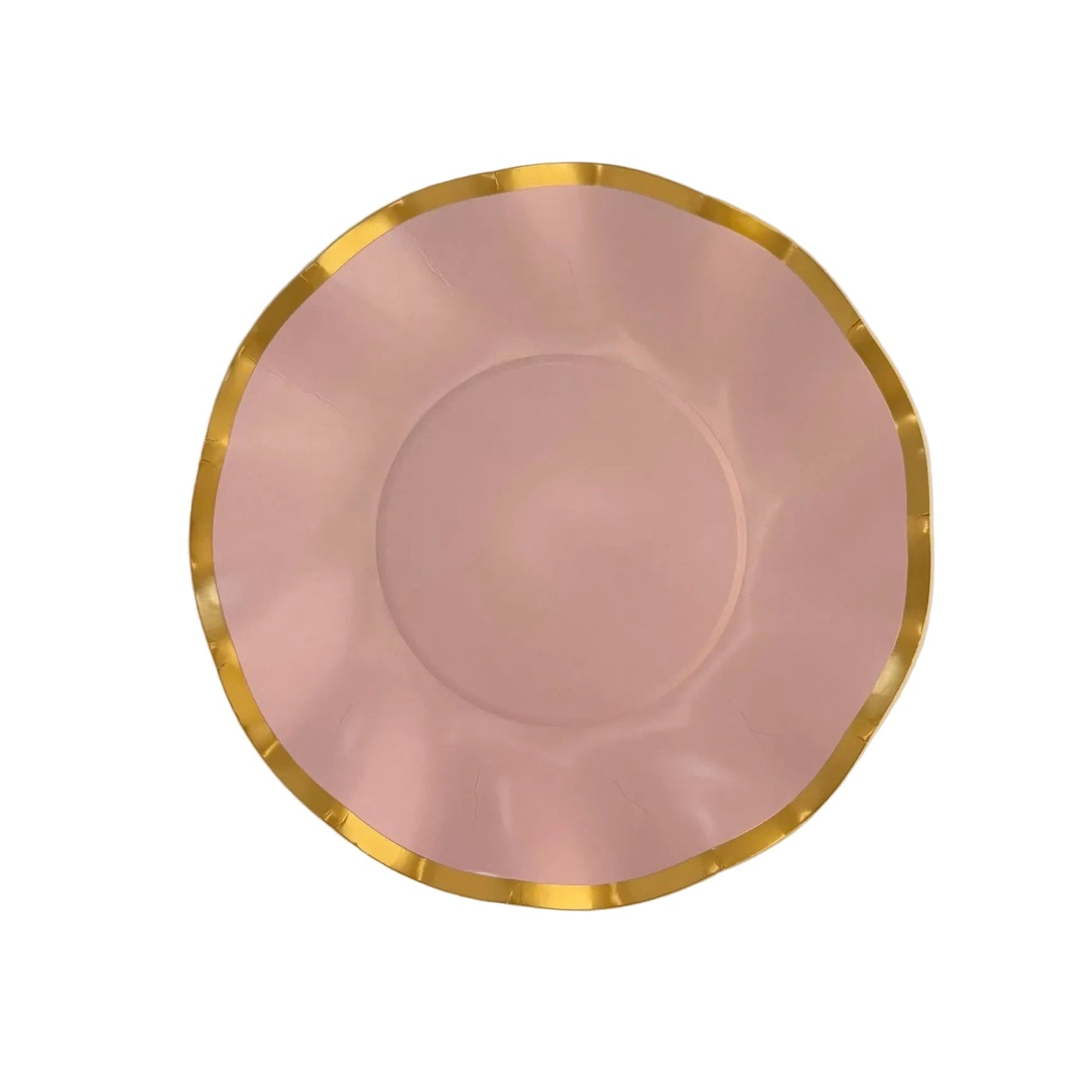 8" Pink plate with gold rim 
