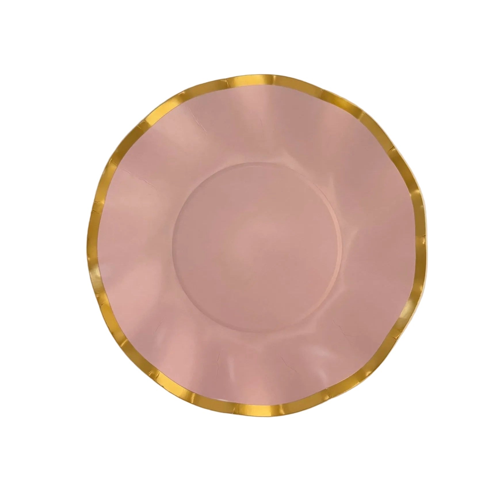 8" Pink plate with gold rim 