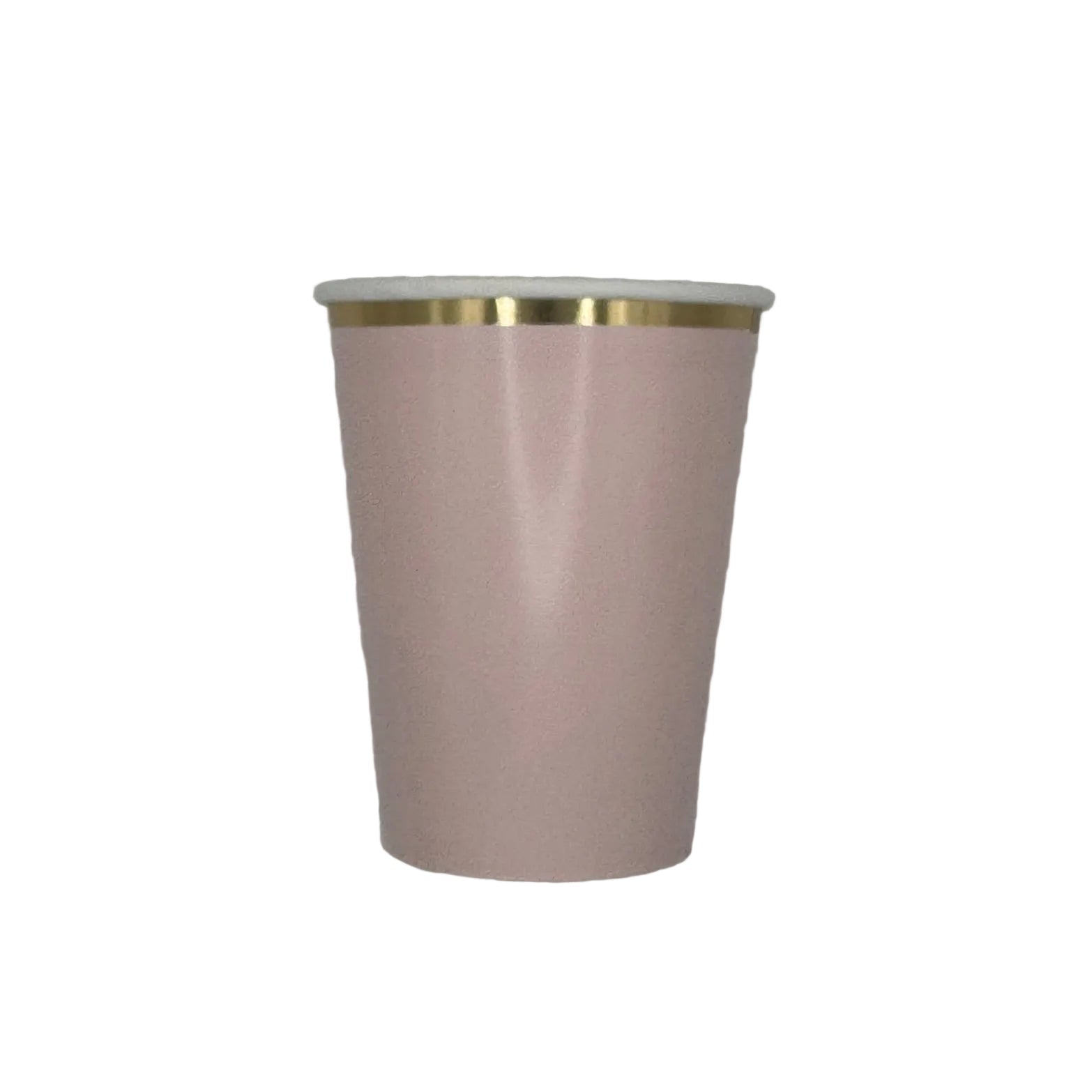 Pink paper cup with gold rim