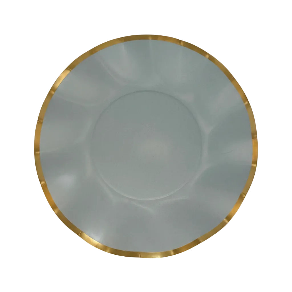 10" Round light fixture with gold rim paper plate