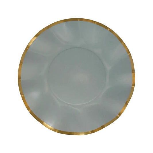 10" Round light fixture with gold rim paper plate