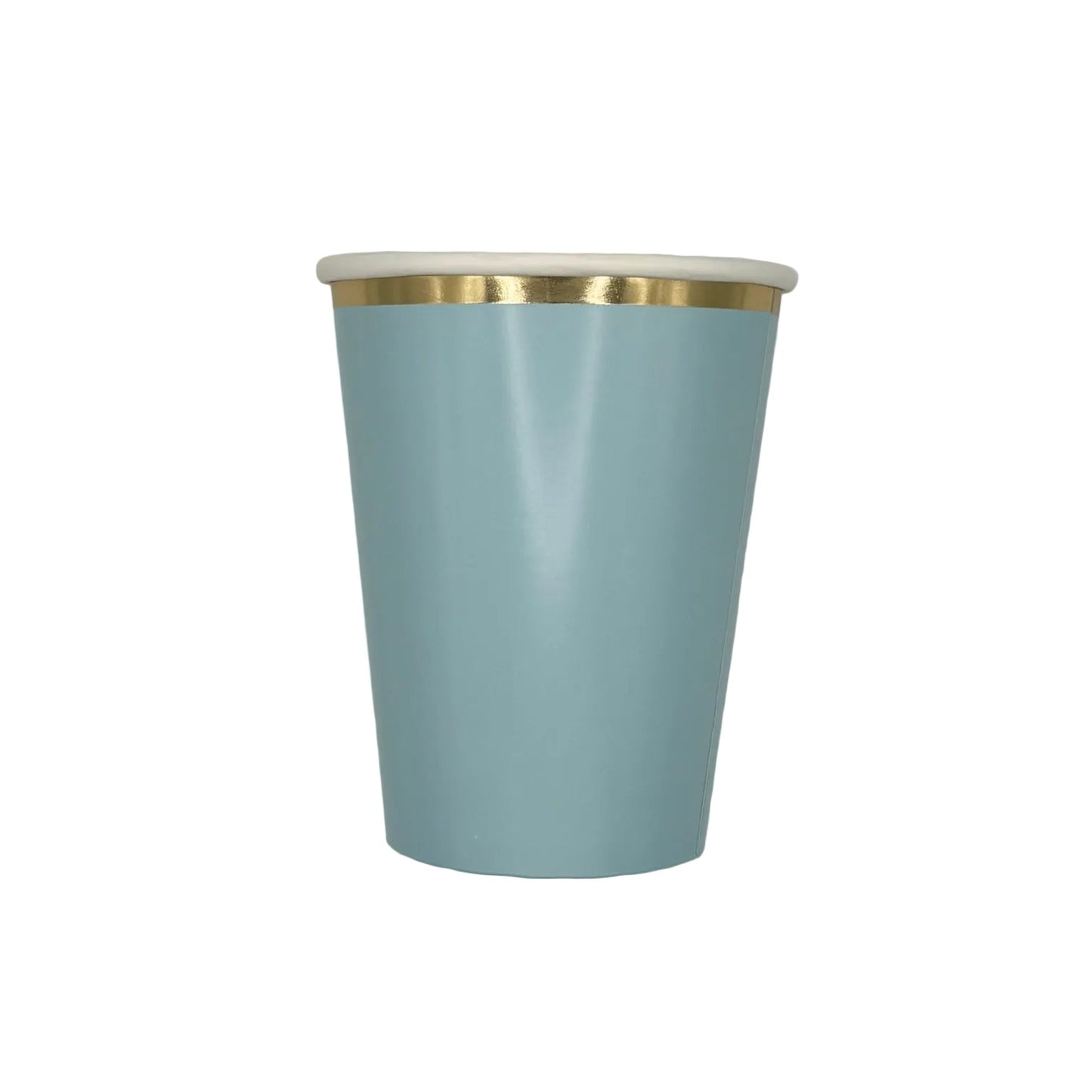 Light blue paper cup with gold rim 