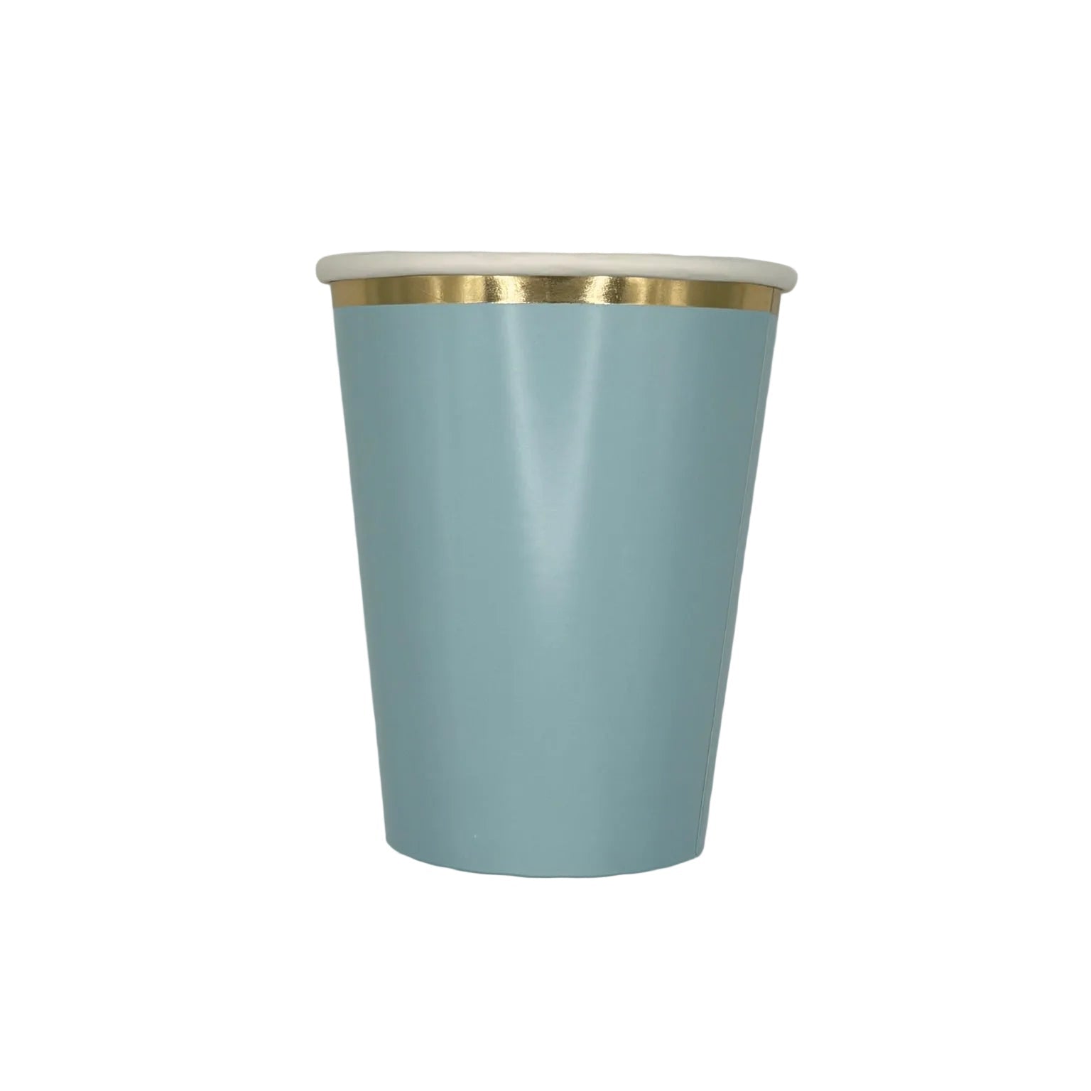 Light blue paper cup with gold rim 