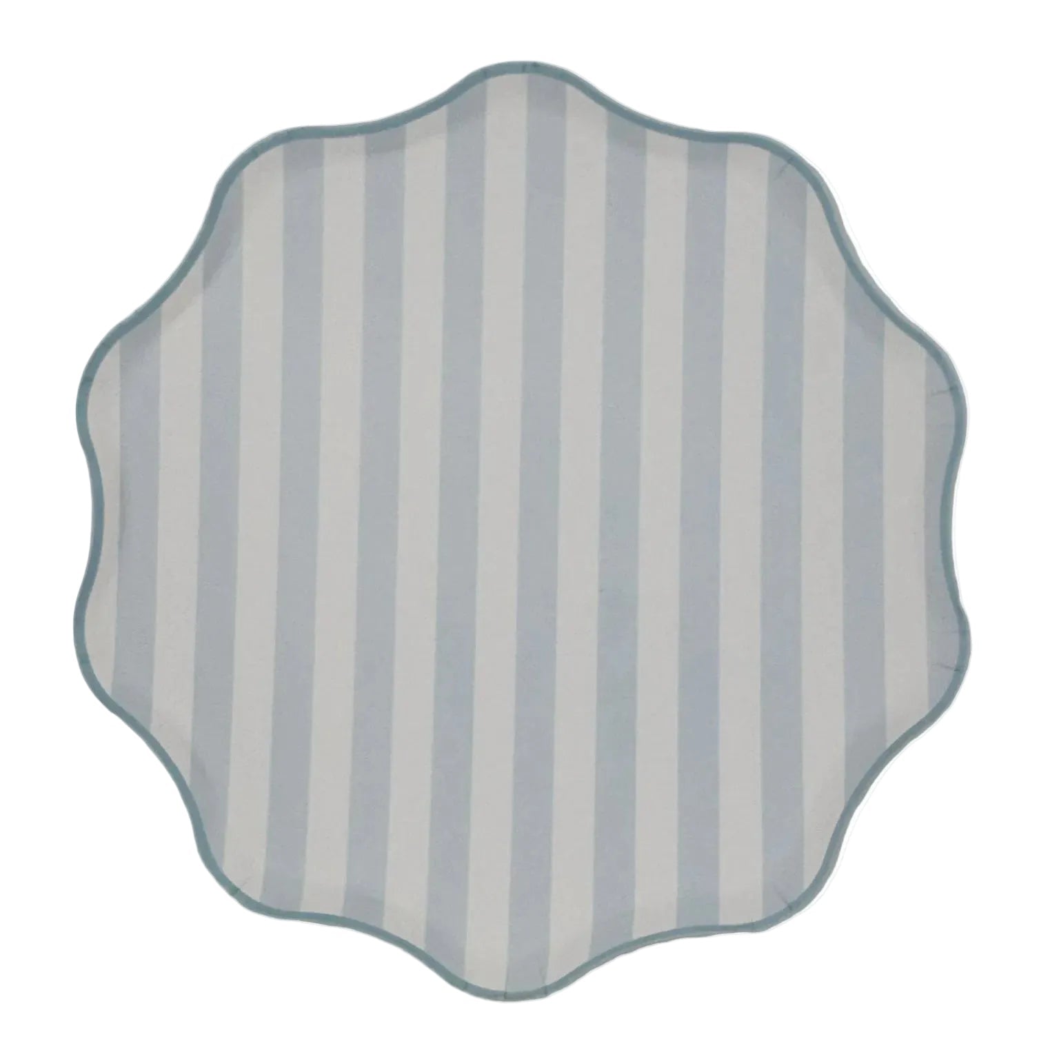 9.5" Hexagonal Paper Plate with a blue and white striped pattern