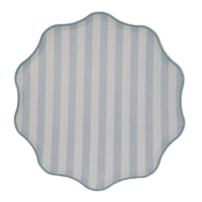 9.5" Hexagonal Paper Plate with a blue and white striped pattern